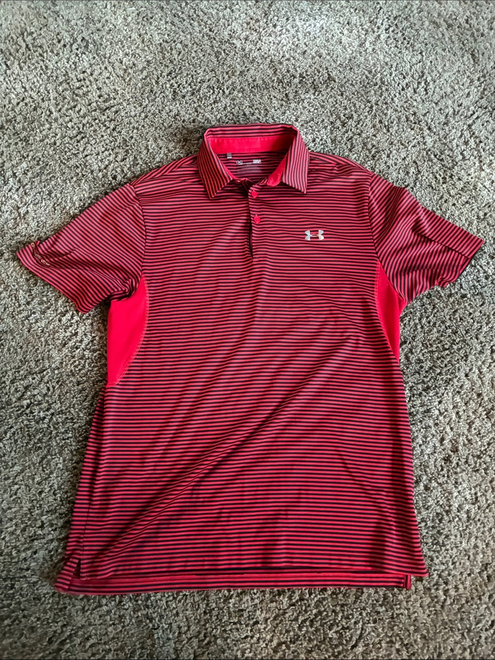 Under Armour Men’s Red & Black Striped Performance Polo